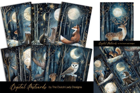 Download Frosty Forest Animals Postcard Set - Postcard Collection