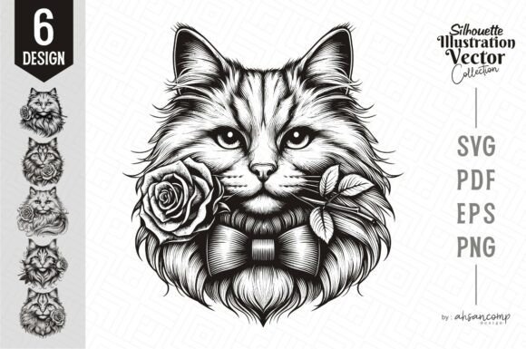 Download Romantic Rose Cat Line Art - Rose Collection