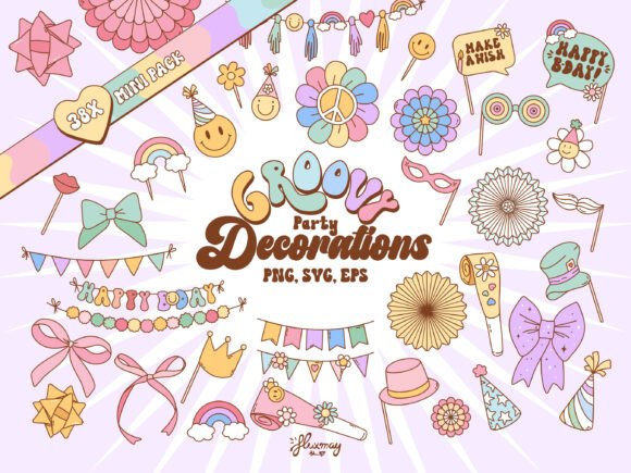 Download Groovy Retro Party Decoration Design Set - Retro Collection