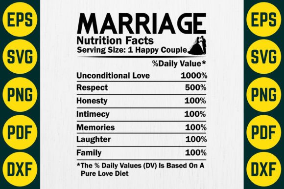 Download MARRIAGE Nutrition Facts SVG Design - Marriage Collection