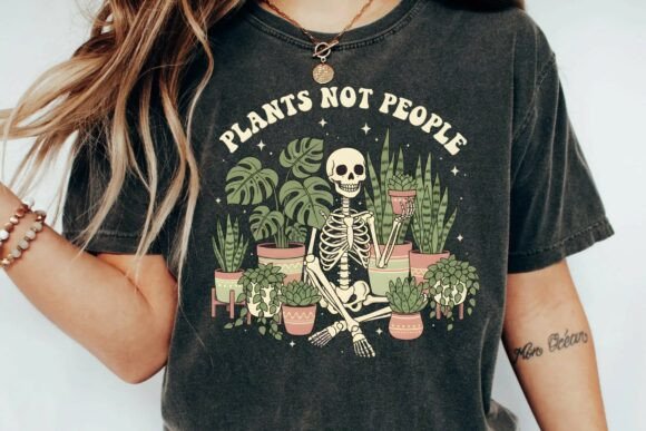 Download Retro Skeleton Gardening Plants Not People Vintage Boho Plant Lover Png - Retro Collection