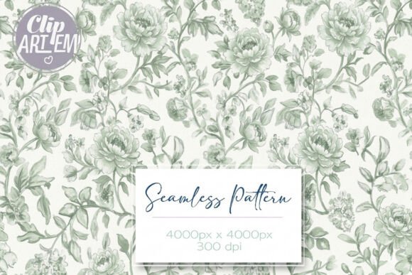Download Sage Green Toile Seamless Pattern Rose - Rose Collection